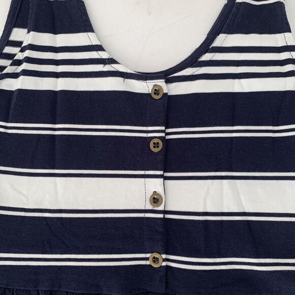 J Crew Dress Villa Women XS Navy Blue Striped Button Sleeveless Preppy Nautical - Picture 5 of 10